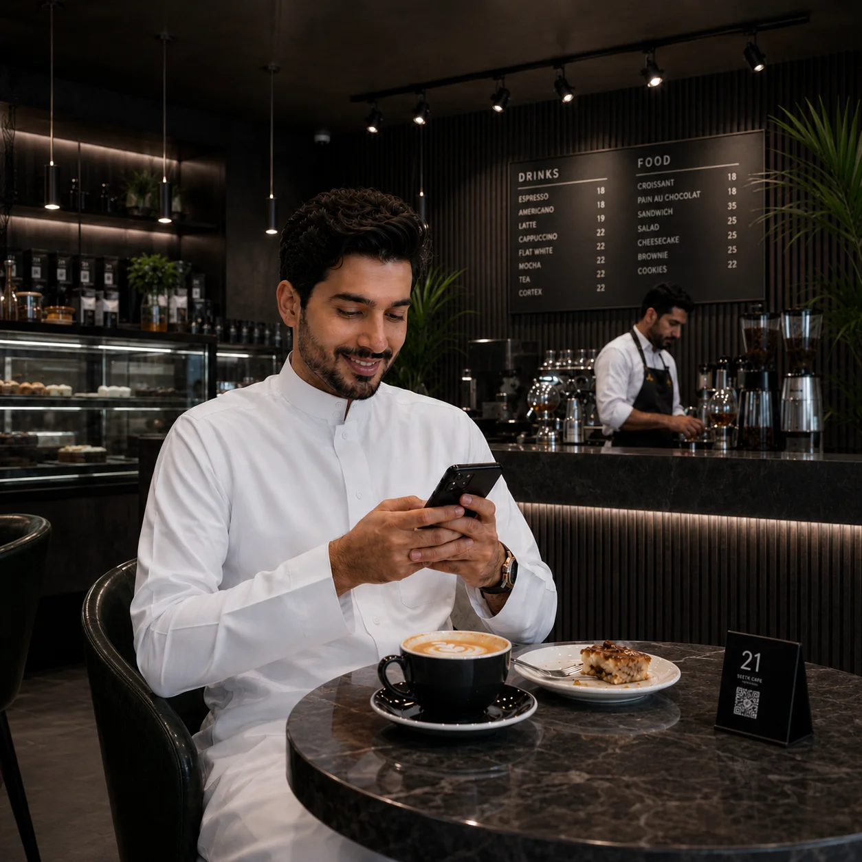 عميل يقيّم تجربته في مقهى